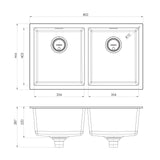 312-2002-10 - 5000 Series Double Bowl Quartz Sink Matte Black