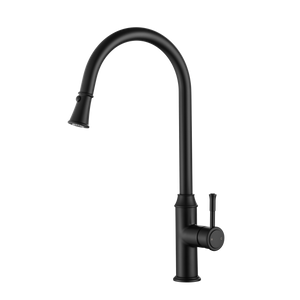 MON005BK Montpellier Gooseneck Pull Out Sink Mixer Matt Black