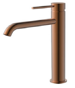 Monika Curved Outlet Tall Vessel Basin Mixer Brushed Bronze