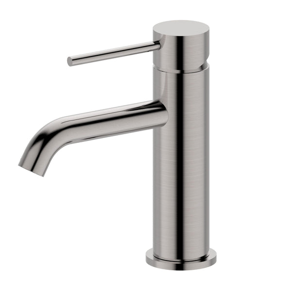 Monika Curved Outlet Basin Mixer Brushed Nickel