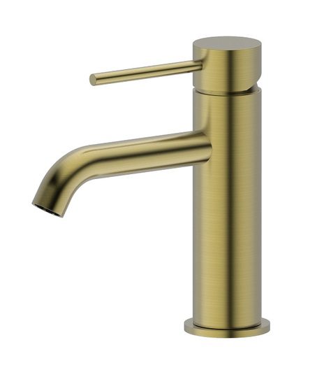 Monika Curved Outlet Basin Mixer Brushed Gold