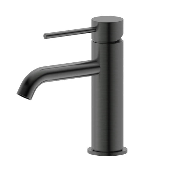 Monika Curved Outlet Basin Mixer Gun Metal Grey