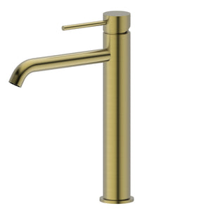 Monika Curved Outlet Tall Vessel Basin Mixer Brushed Gold