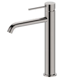 Monika Curved Outlet Tall Vessel Basin Mixer Brushed Nickel