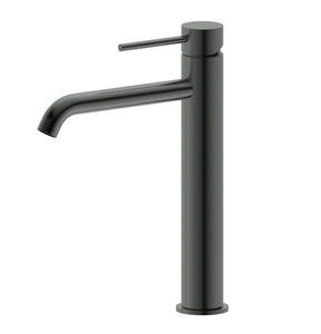 Monika Curved Outlet Tall Vessel Basin Mixer Gun Metal Grey