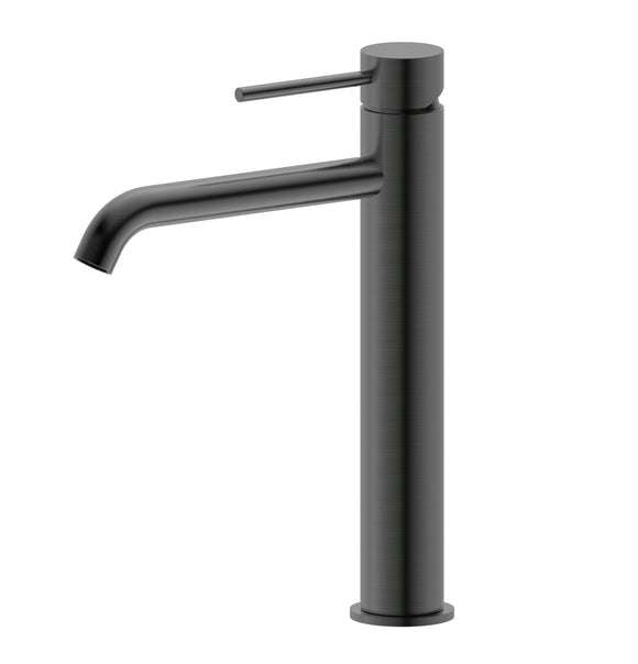 Monika Curved Outlet Tall Vessel Basin Mixer Matte Black