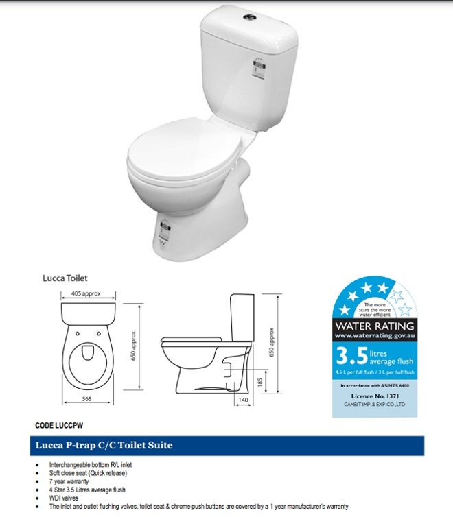 Lucca Close Coupled 'P' Trap Toilet Suite Soft Close Seat – Timeless ...