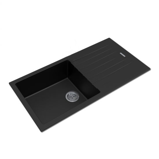 Single Bowl Black Granite Top mount Undermount Kitchen Sink With Drainer Timeless Bathroom Supplies Single Bowl Black Granite Top mount Undermount Kitchen Sink With Drainer freeshipping timelessbathro...